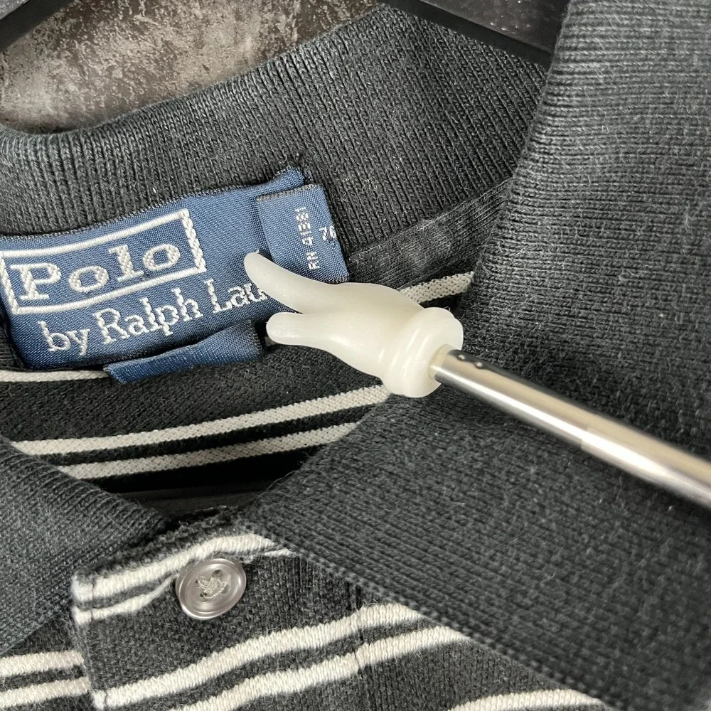 Polo Ralph Lauren Men's Black Striped Vtg Polo Shirt XXL